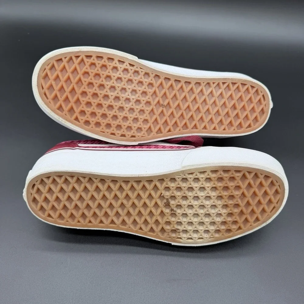 Vans Old Skool Ward Platform Women's Size 7 Burgundy Suede Plaid Mix Sneakers